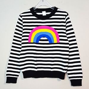 🌈 Harper Canyon 100% Cotton Rainbow Stripe Sweater, Size 5/6 ~ EUC